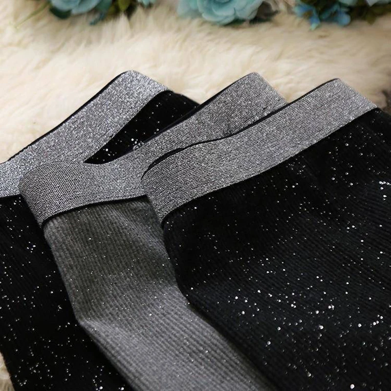 

Women Sequined High Waist Legging Pants Korean Ladies Casual Leggings Elastic Trousers Female Spring Solid Elegant Pant