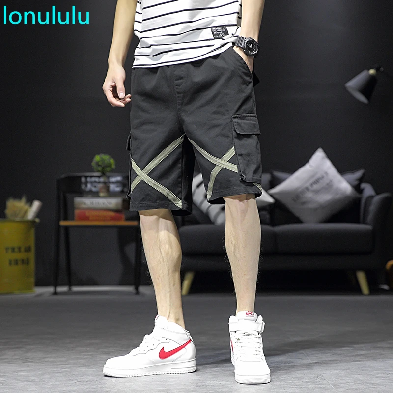 

2020 new cross stick tooling shorts men's fashion brand ins mix and match loose summer thin style fattening casual pants