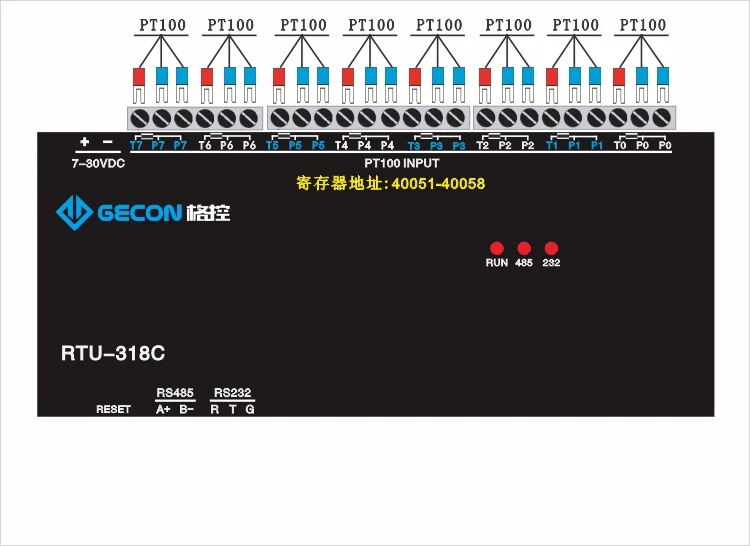 8PT100 Высокоточный контроллер сбора промышленной температуры Modbus RTU RS485 RS232 двойной серийный