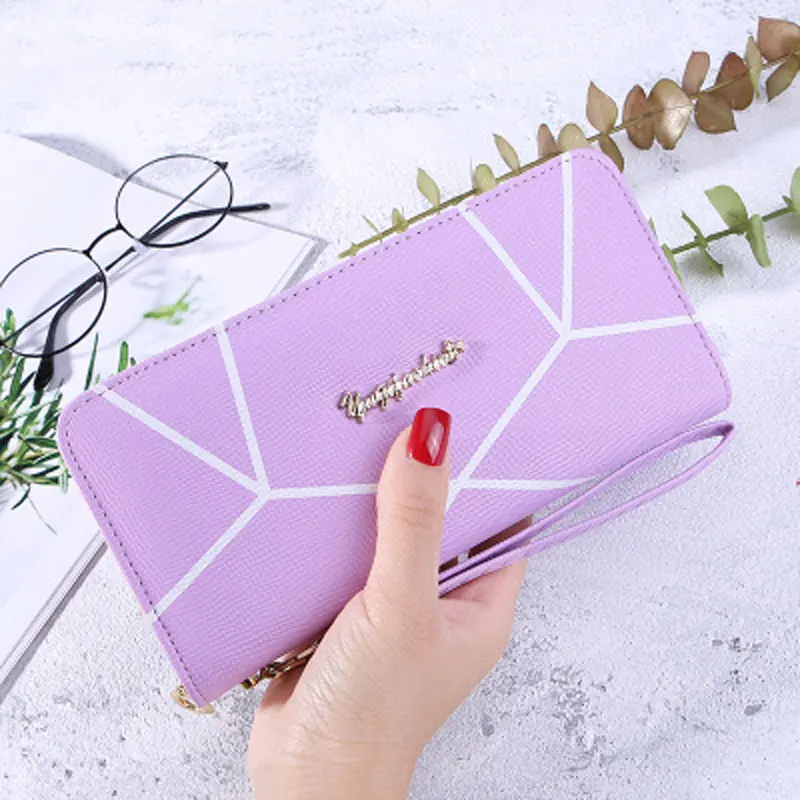 

New ladies long wallet Europe and America simple geometric pattern zipper wallet multi-function fashion luxury designer clutch