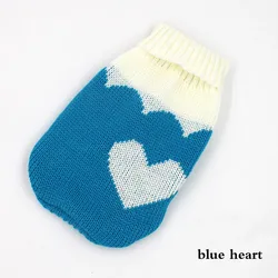 Cozy Winter Sweater Pullover for Small Pets - Festive Pet Clothing (Blue heart)