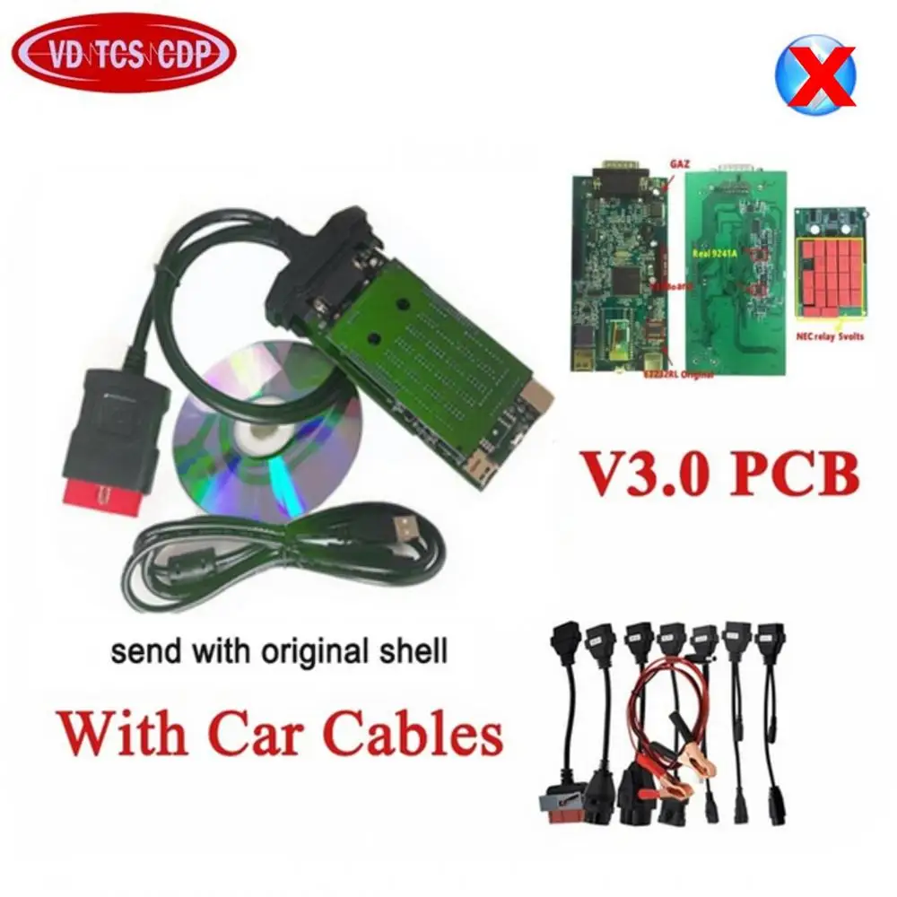 VD TCS CDP Bluetooth. R0 с ключом на cd диагностический для delphis автомобилей грузовиков OBD2 obdii сканер tcs cdp pro - Цвет: V3 no BT with cable