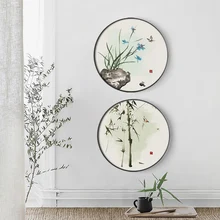 

Chinese style flowers traditional Canvas Painting Posters and Print round Wall Art Decor Pictures For Living Room Bedroom Aisle