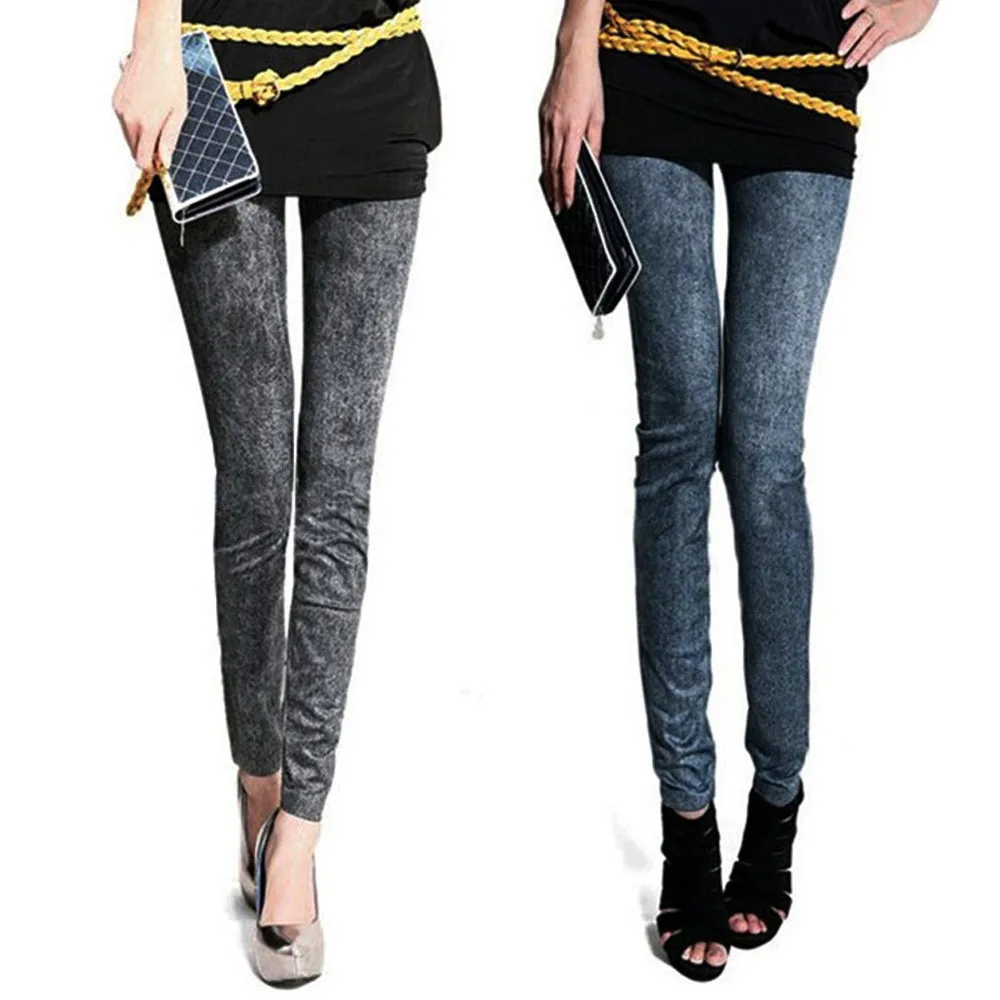 Леггинсы спортивные женские фитнес джинсовые штаны с карманами тонкие леггинсы для фитнеса размера плюс леггинсы длина джинсы спортивные тренировочные брюки#5