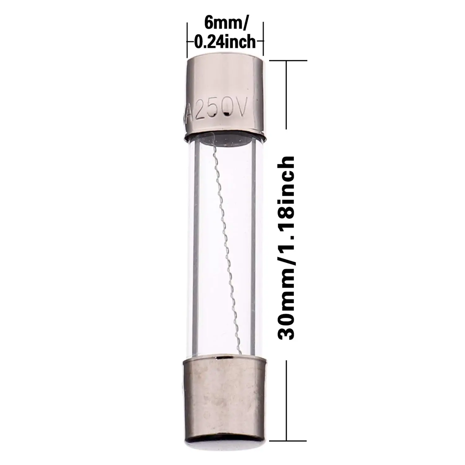 Kit de fusibles en verre à soufflage rapide, fusibles assortis, tube en verre à soufflage rapide, 1-20A, 250V, 5x20mm, 6x30mm, 250 pièces par boîte