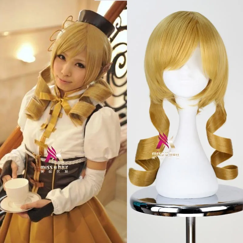 Парик для косплея аниме Puella Magi Madoka Magica Tomoe Mami парик парики женщин из синтетических