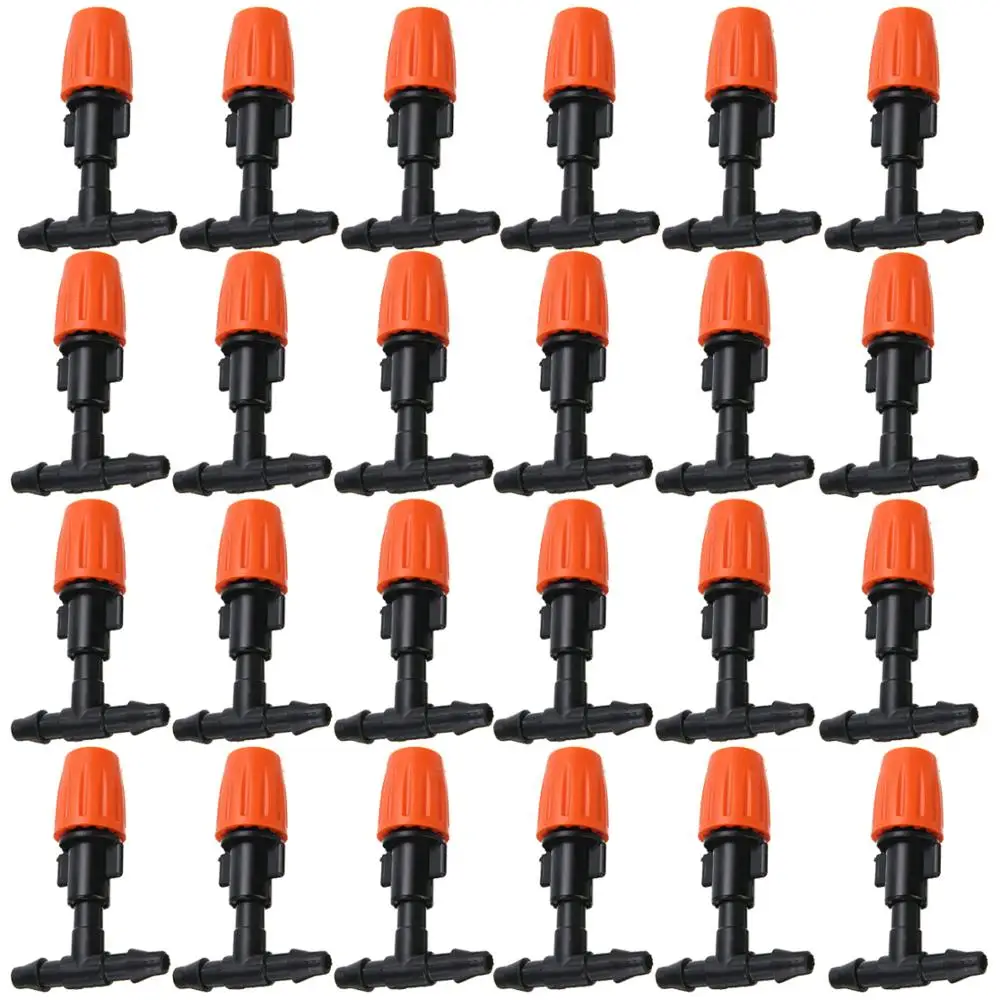 

20PCS 1/4 Inches Nozzle Dripper Watering Sprayer Misting Atomizing Sprinkler Garden Drip Irrigation System w/ Hose Tee Connector