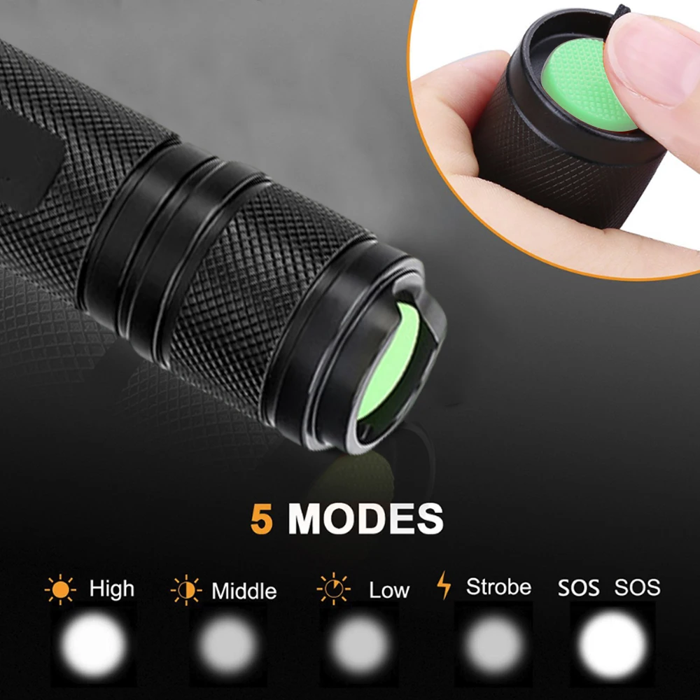Glare Portable and Convenient Strong T6 LED 18650 Lithium Battery Flashlight Outdoor Searchlight