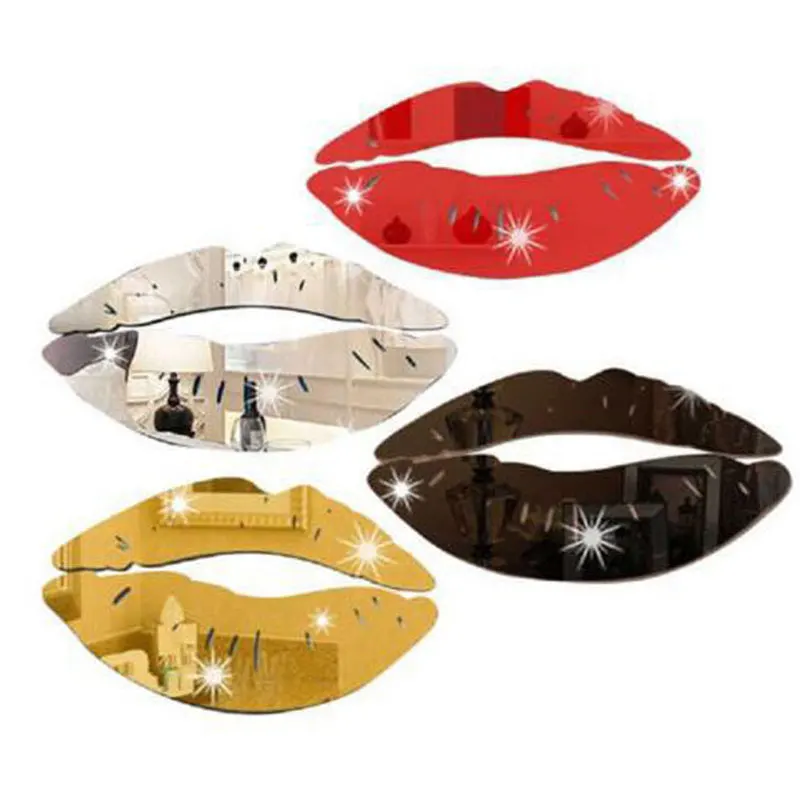 

Lips Kiss Crystal Acrylic Mirror Decorative Sticker 3D Wall Sticker Wall Decal Home Decor Home Decoration