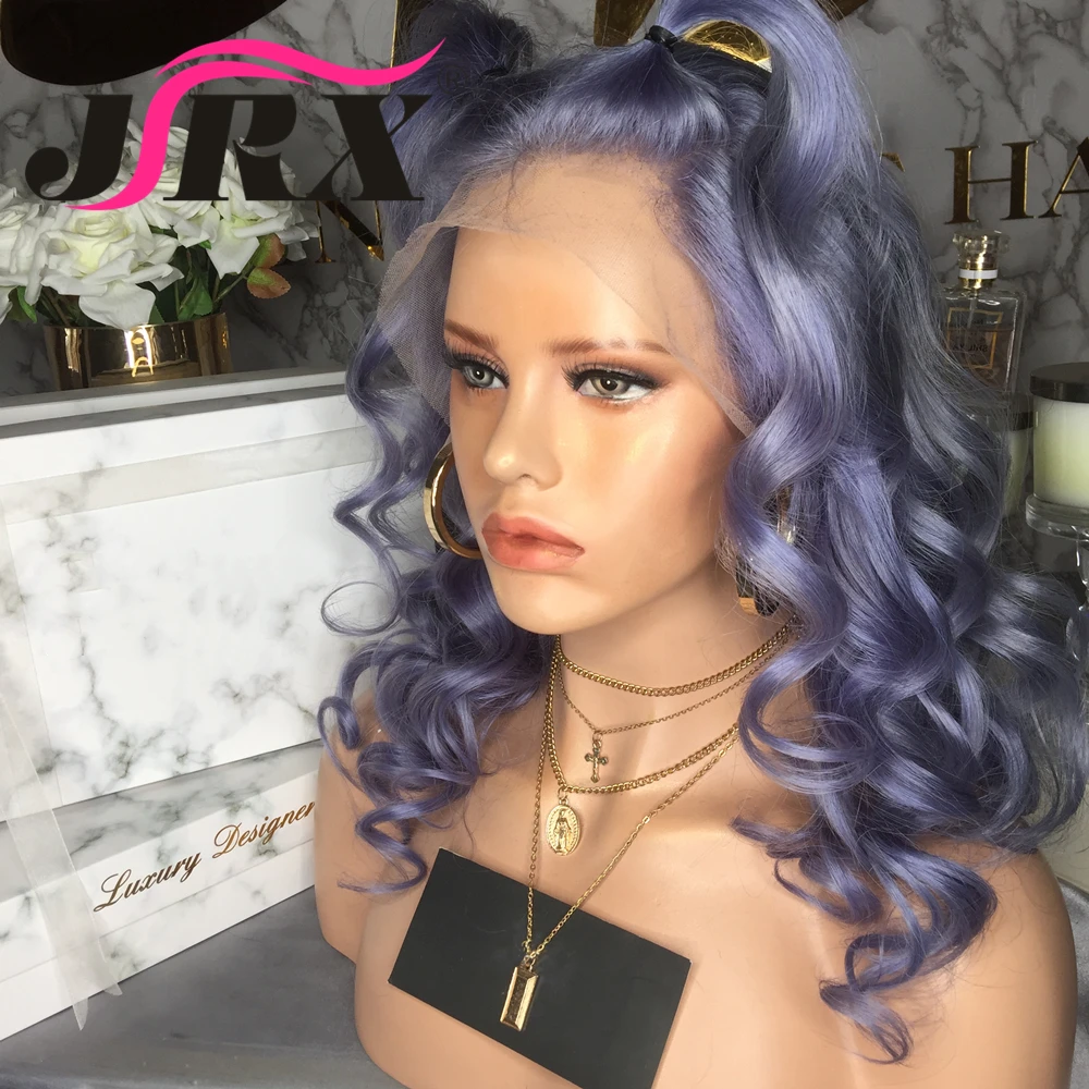 JRX Волосы Бразильские свободные волнистые человеческие волосы парики 13*4 парик фронта шнурка фиолетовый цвет парики шнурка натуральные волосы с волосами младенца