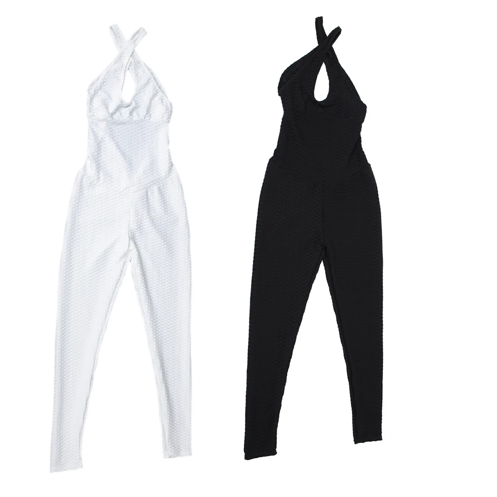 Hollow out Backless Romper Bodysuit Lift The Hips Jumpsuit Yoga Pants Fashion High Waist Outdoor Sport