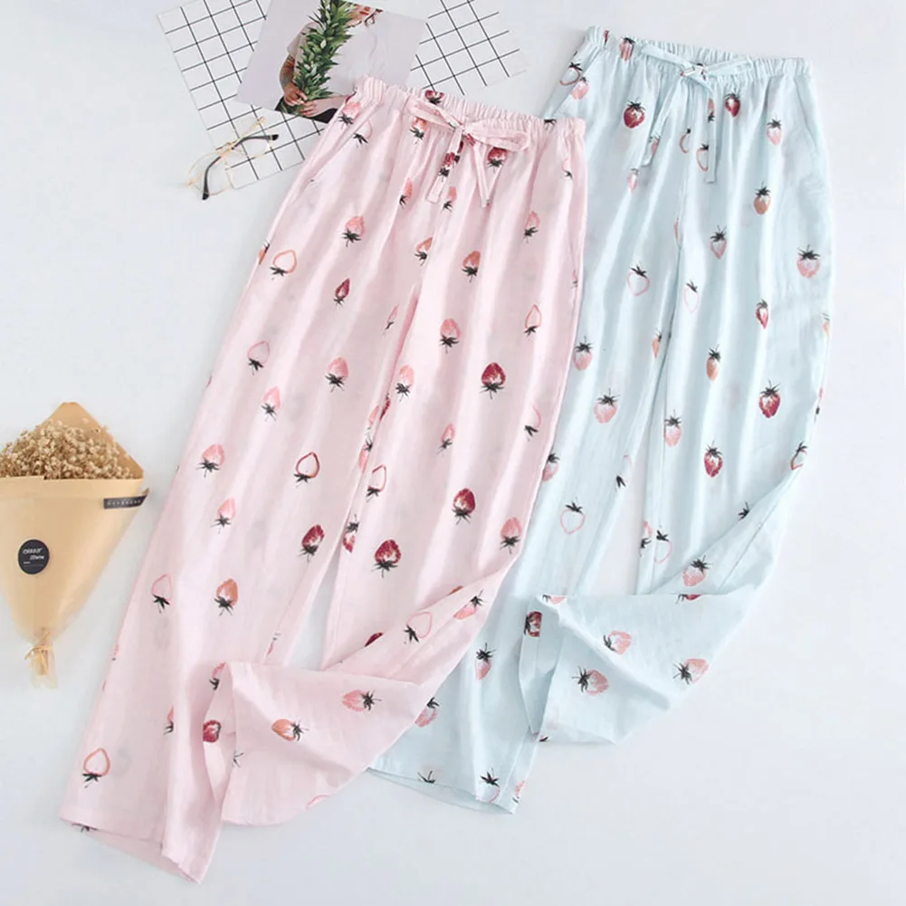 Sleeping Trousers Home Pants For Women Pajama Pants Sleep Bottoms Cotton Sleep Pants Women Spring Summer Print Cotton Pajamas