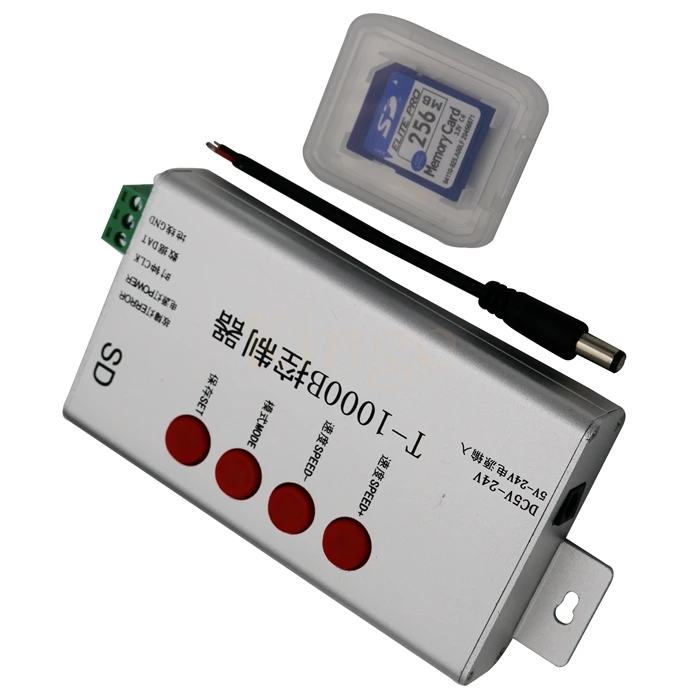 DC5V T-1000B с sd-картой ws2811 ws2812 ws2812b ws2801 контроллер для программируемых светодиодных лент максимальный контроль 2048 пикселей