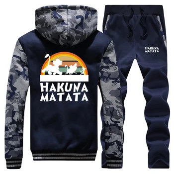 

Men's Camouflage Tracksuit Winter Streetwear Clothing Fleece Thick Men Hoodies Warm Jacket + Pants 2Pcs Set Tracksuits Outwear