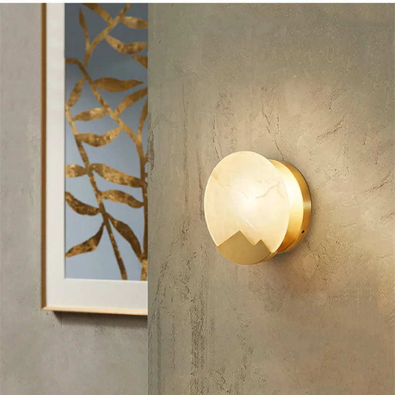 

Postmodernism Designer Marble Hall Wall Lamp Creative Restaurant Bar Living Room Wall Sconce Villa Led Candle Wall Light