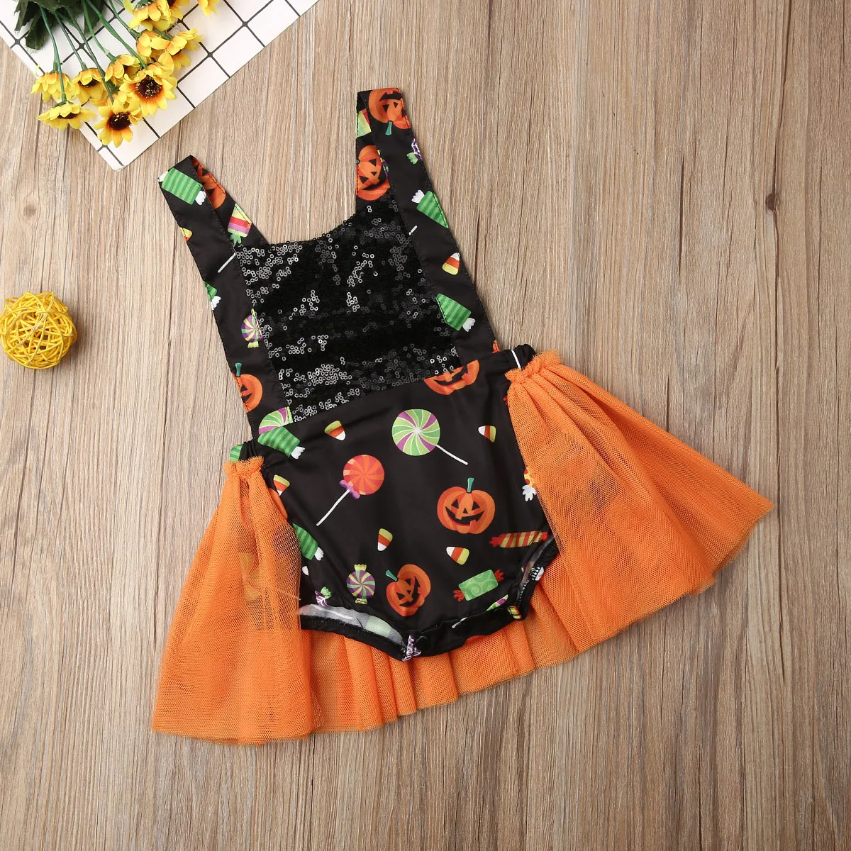 Bofysuit для малышей,, костюм для новорожденных, костюм для девушки для Хеллоуина, конфетный Боди без рукавов, повязка на голову, мини-юбка