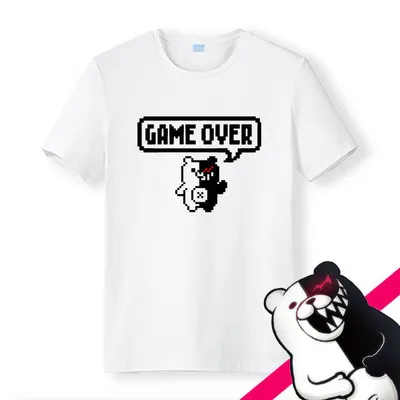 Dangan Ronpa Футболка мужская хлопок футболки DanganRonpa игра над коротким рукавом топы мультфильм мужские черные футболки брендовые Топы - Цвет: Белый