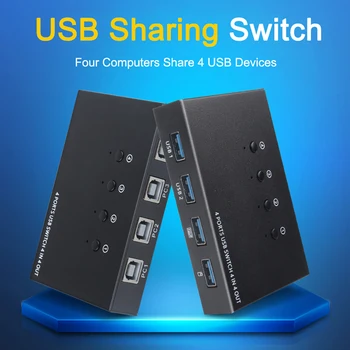 

4 Port HDMI KVM Switch 4K USB HDMI KVM Switcher 4 In 4 Out 4K 2K 30HZ with Cables For PC Laptop Mouse Printers