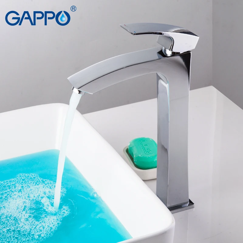 G1007-11chrome GAPPO tall basin faucets brass Bathroom sink faucet water mixer Deck Mounted Bath tap Waterfall Faucet taps torneira do anheiro - Цвет: G1007-11chrome