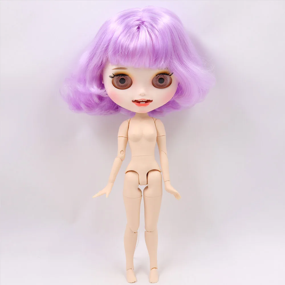 Ледяной обнаженный Blyth кукла No. BL7008 фиолетовые волосы резные губы открытый рот матовые индивидуальные лицо соединение тела 1/6 bjd - Цвет: like the picture