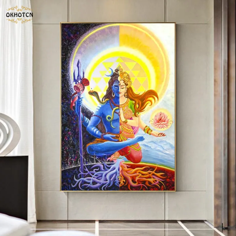 Lord Shiva Wall Art Canvas Painting Hindu Gods Posters Indian God Pictures For Living Room Religious Decorative Painting