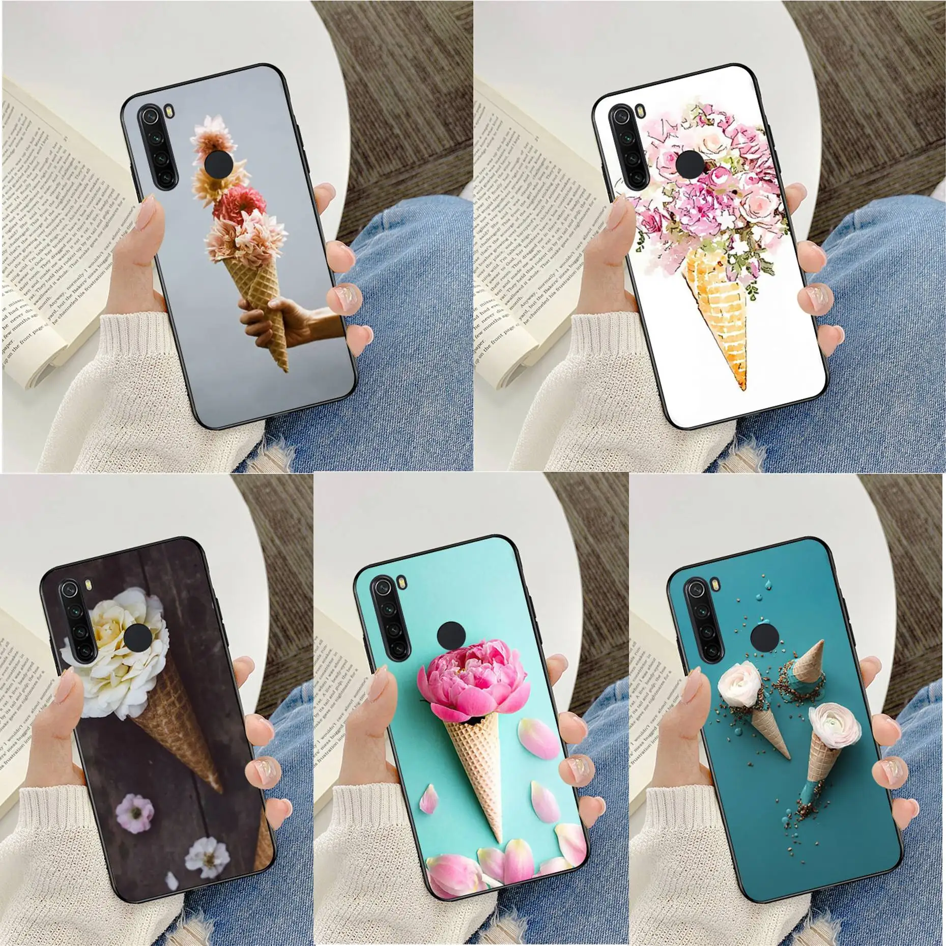 Ice Cream Flower Pattern Tpu Soft Phone Case For Redmi Note 4 5 6 7 5a 8 8pro Case Half Wrapped Cases Aliexpress