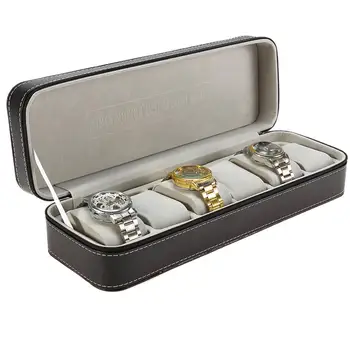 

6-Grid Faux Leather Watch Box Jewelry Bracelet Storage Organizer Display Holder Watch Organizer Multi-Functional Bracelet Displa