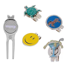 Lot 4 Detachable Magnetic Metal Golf Ball Marker With Golf Divot Repair Tool For Hats Belts Clothes Pockets Golf Accessories