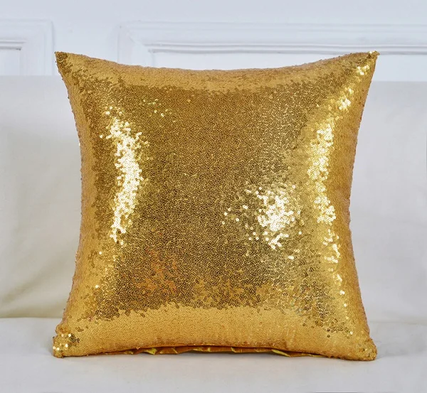 40*40 см однотонная дешевая наволочка для подушки блестки блестящая подушка для дивана предмет интерьера Подушка блестящая наволочка - Color: gold