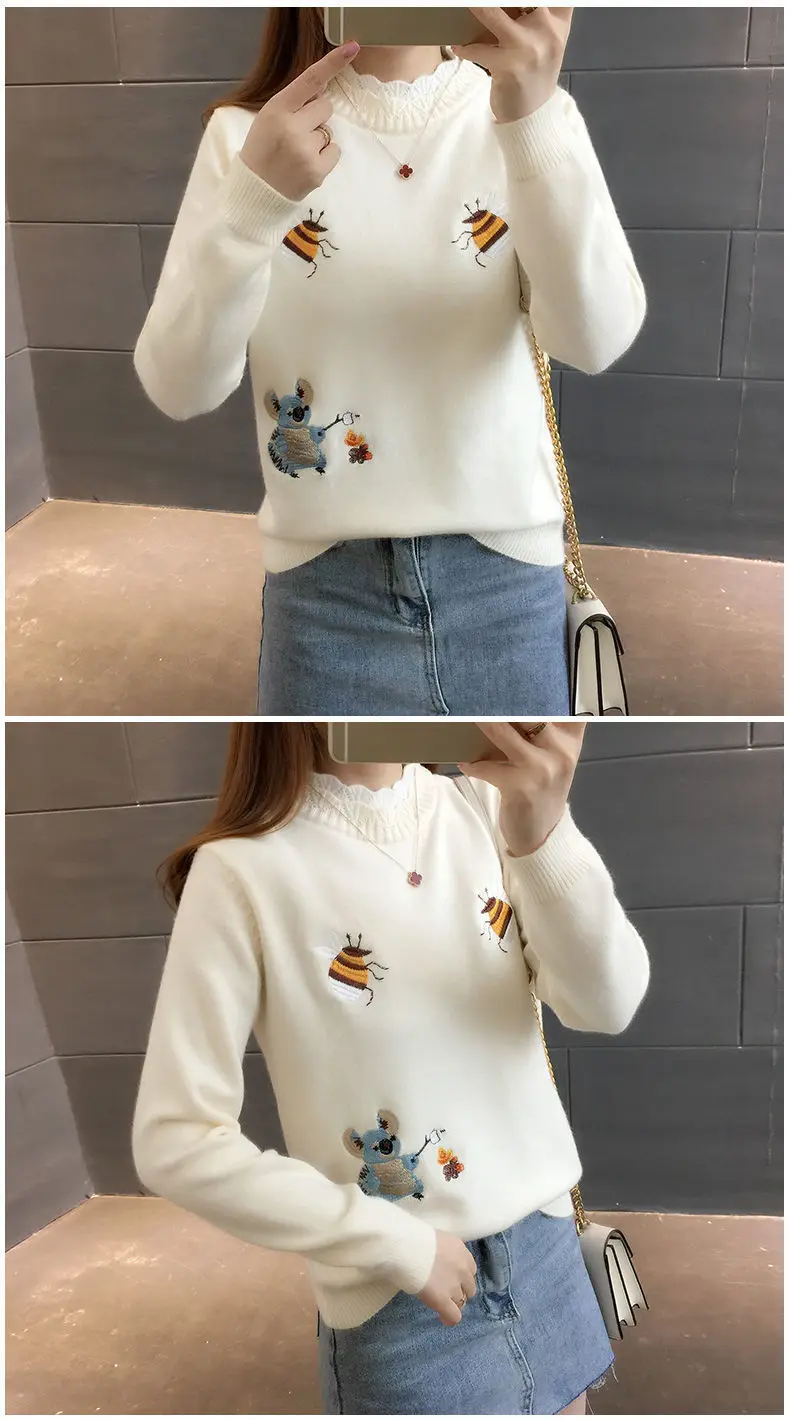 sweater for women Sweater Women's Autumn Winter Embroidered 2022 New Loose Korean Female Student Wear Pullover Sweater Women's Blouse cardigan