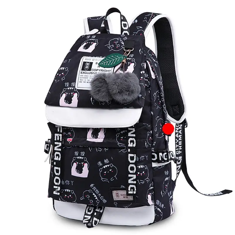 Women School Nylon Backpack with USB Port Travel Rucksack Laptop Casual Daypack Shoulder Bag 517D