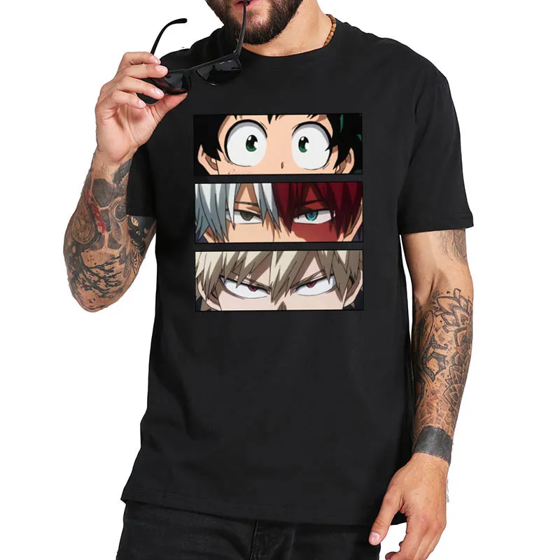 Моя геройская Академия футболка MHA Deku Todoroki and Bakugo Eyes из чистого хлопка мягкие