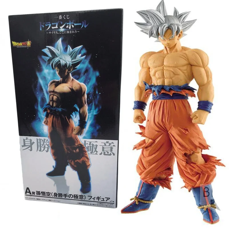 26 см Dragon Ball Z Гоку ультра инстинкт серебряные волосы Супер Саян Гоку Migatte нет Gokui ПВХ фигурку игрушки Коллекционная модель - Цвет: with box
