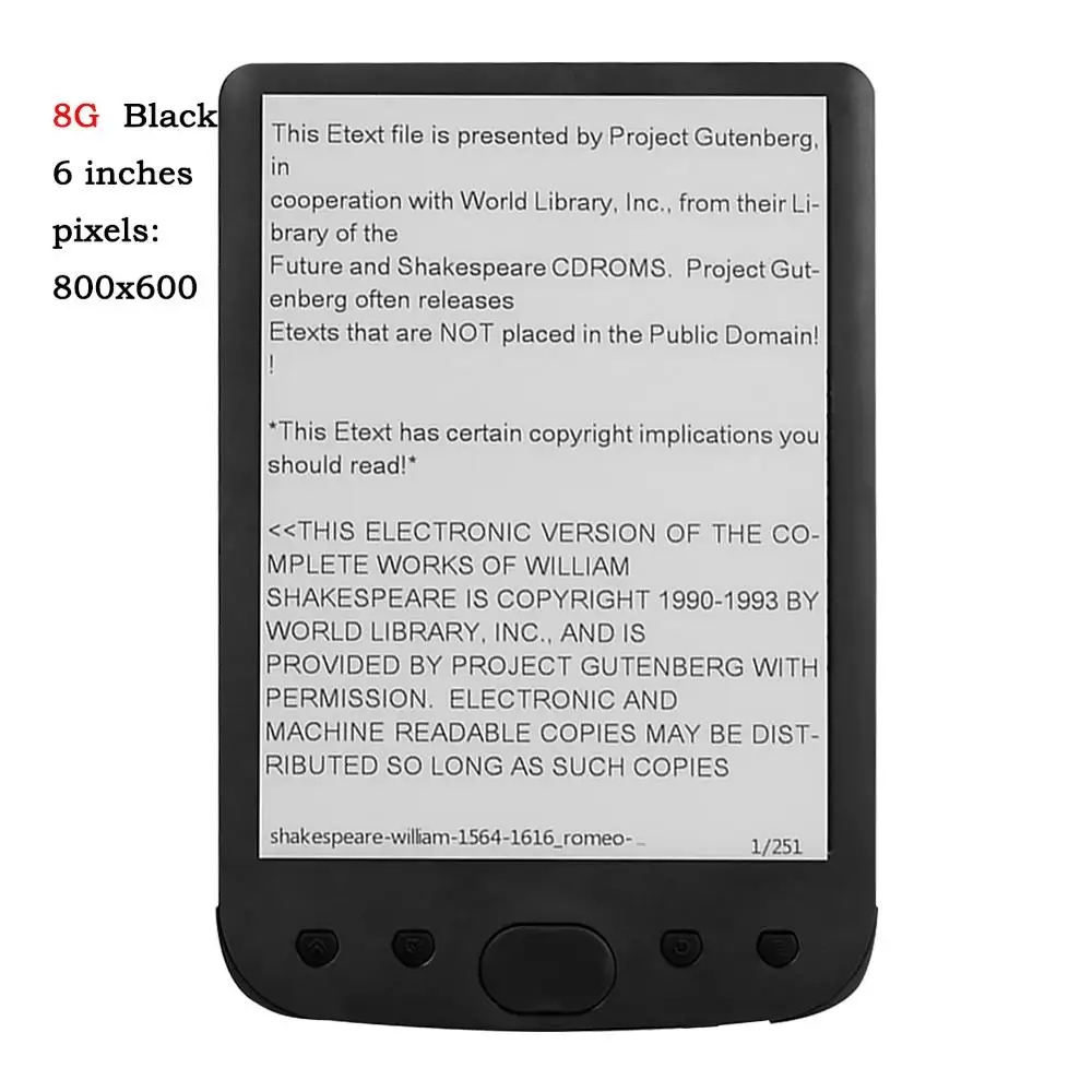 Портативный мини E-Ink дисплей 6 дюймов 8 Гб электронная книга ридер 800x600 DOC PDF TXT E-Reader с/без передний светильник Многофункциональный E-Reader - Цвет: 8G