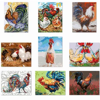 

Cross Border on Behalf of Digital Oil Painting Animal Chicken Series DIY Oil Painting Coloring Page Fat Manufacturers Direct Sel