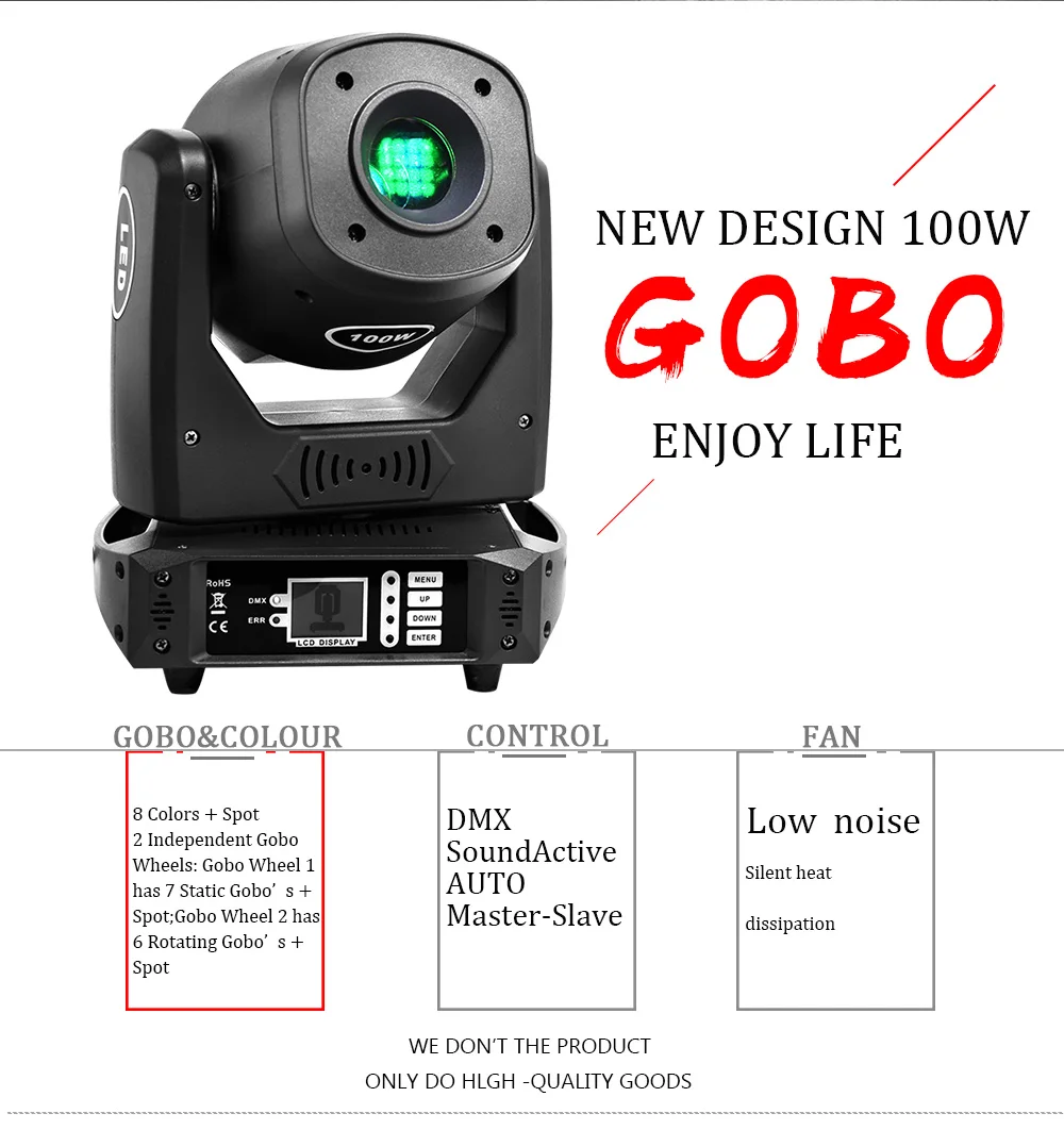 Lyre 100 Вт DMX-512 сценический светильник ing 100 Вт Светодиодный точечный светильник Профессиональный движущийся головной светильник с эффектом стробоскопа 14 каналов для клубной свадьбы