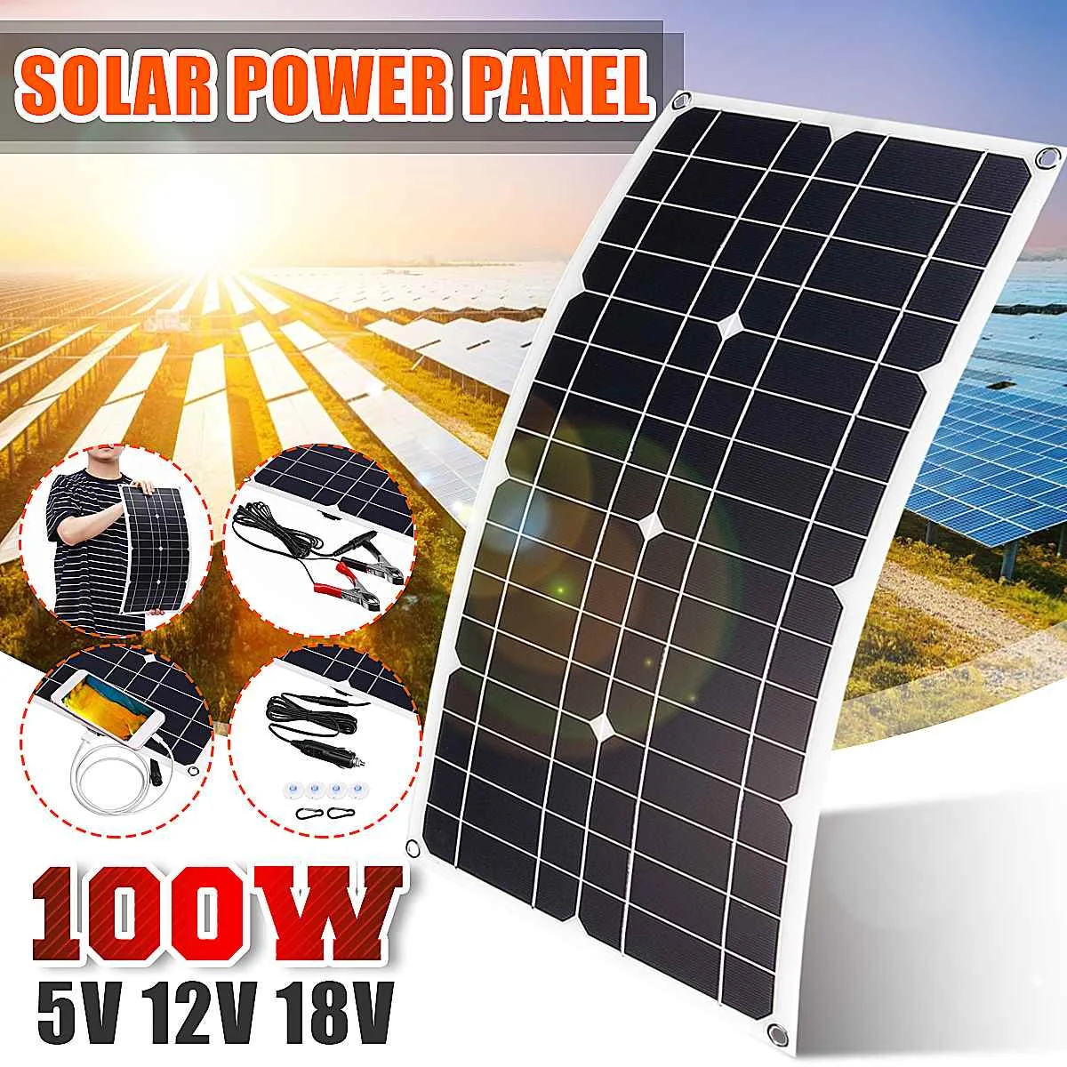 Flexíveis para Carregador de Bateria Carro à Prova v com 10 Painel Solar 5 v dc 12 – 20 30a Controlador Células Solares Iate Dwaterproof Água 100 w Usb Mod. 1489092
