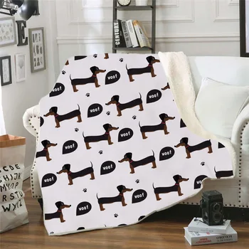

Pet Dog Dachshund 3D Printed Sherpa Blanket Couch Quilt Cover Travel Bedding Outlet Plush Throw Fleece Blanket Bedspread DA14