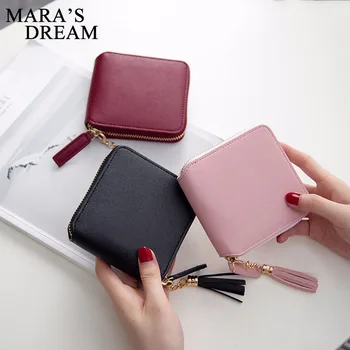 

2020 Hot Luxury Leather Wallet Women Cute Tassel Ladies Purse Card Holders Women Wallets Zipper Money Pocket Female Clutch Bag