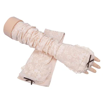 

1 Pair Women Lace Arm Sleeves UV Protection Cooling Warmer Protective Gloves for Golf Cycling -MX8