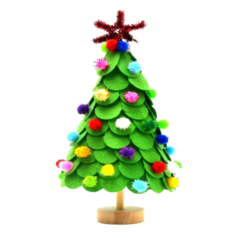 A Homemade Kids Decorate Gifts Toy Activity DIY Christmas Tree Detachable Non-woven Wall Hanging Ornaments Christmas Wall Sticker - Цвет: A
