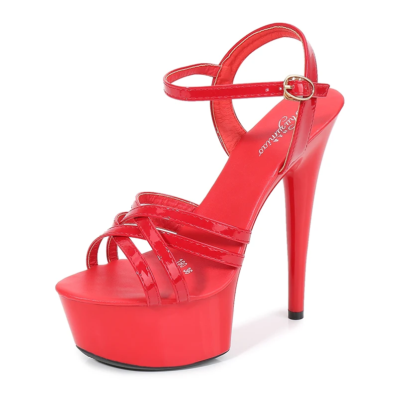 Женская обувь со стальным голенищем; сандалии для танцев и прогулок; модельная обувь на высоком каблуке; обувь сандалии на платформе; женская свадебная обувь; Новинка - Цвет: Красный