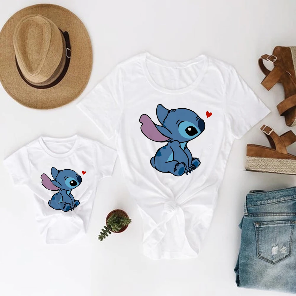 matching christmas outfits Couples Matching Clothing Set Cartoon Lilo & Stitch Print White Twin Sister Brother Tee Shirt Cute Boy Girl Tshirt Kids Top matching family fall outfits