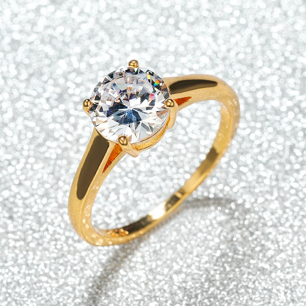 Female White Crystal Stone Jewelry Luxury Gold Color Wedding Rings For Women Luxury Round Zircon Engagement Thin Ring wedding rings round rings womens ring cubic zircon ring jewelry rings finger rings ring jewelry