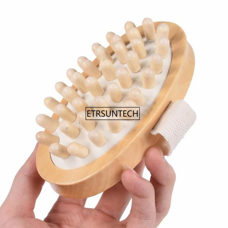 50 шт. Новый с деревянной ручкой Натуральный Деревянный Массажер щетка для тела антицелюлитный массаж щетка отшелушивающая Чистая щетка F3489