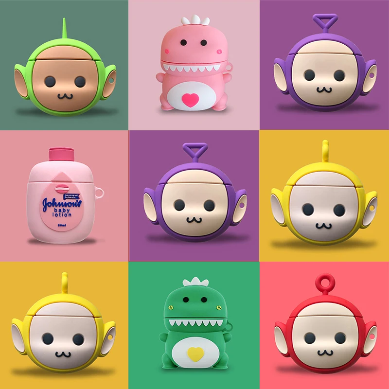 3D Earphone Case for Airpods 1 2 Pro Cute Silicone Cartoon Headphone/Earpods Cover Apple Air Pods with Keychain | Электроника