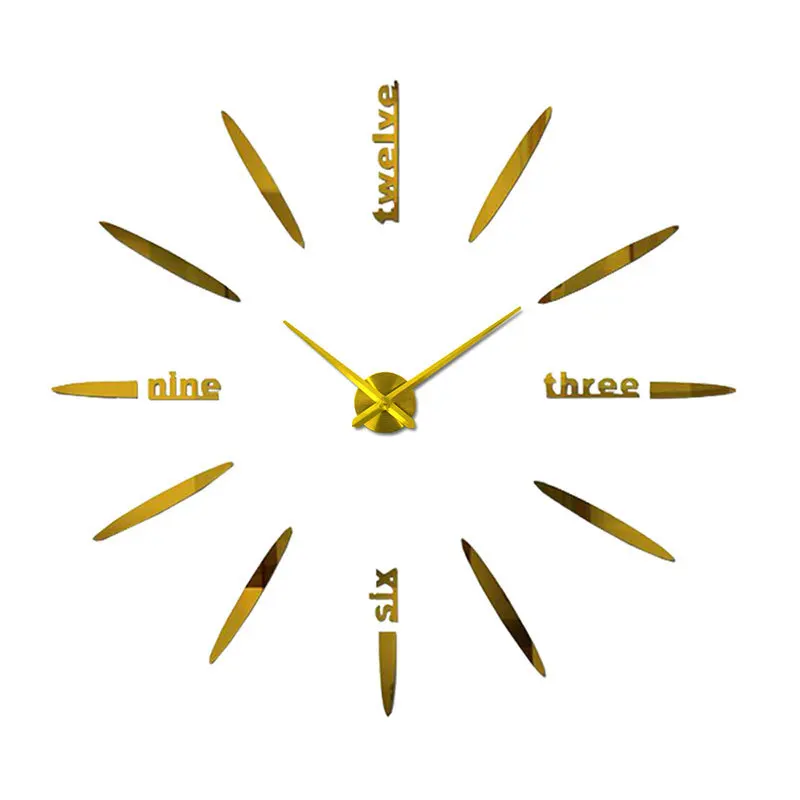 GZ206 3D Acrylic Mirror Wall Clock Fashion Simple DIY Clock Sticken on the Wall Creative Home Accessories