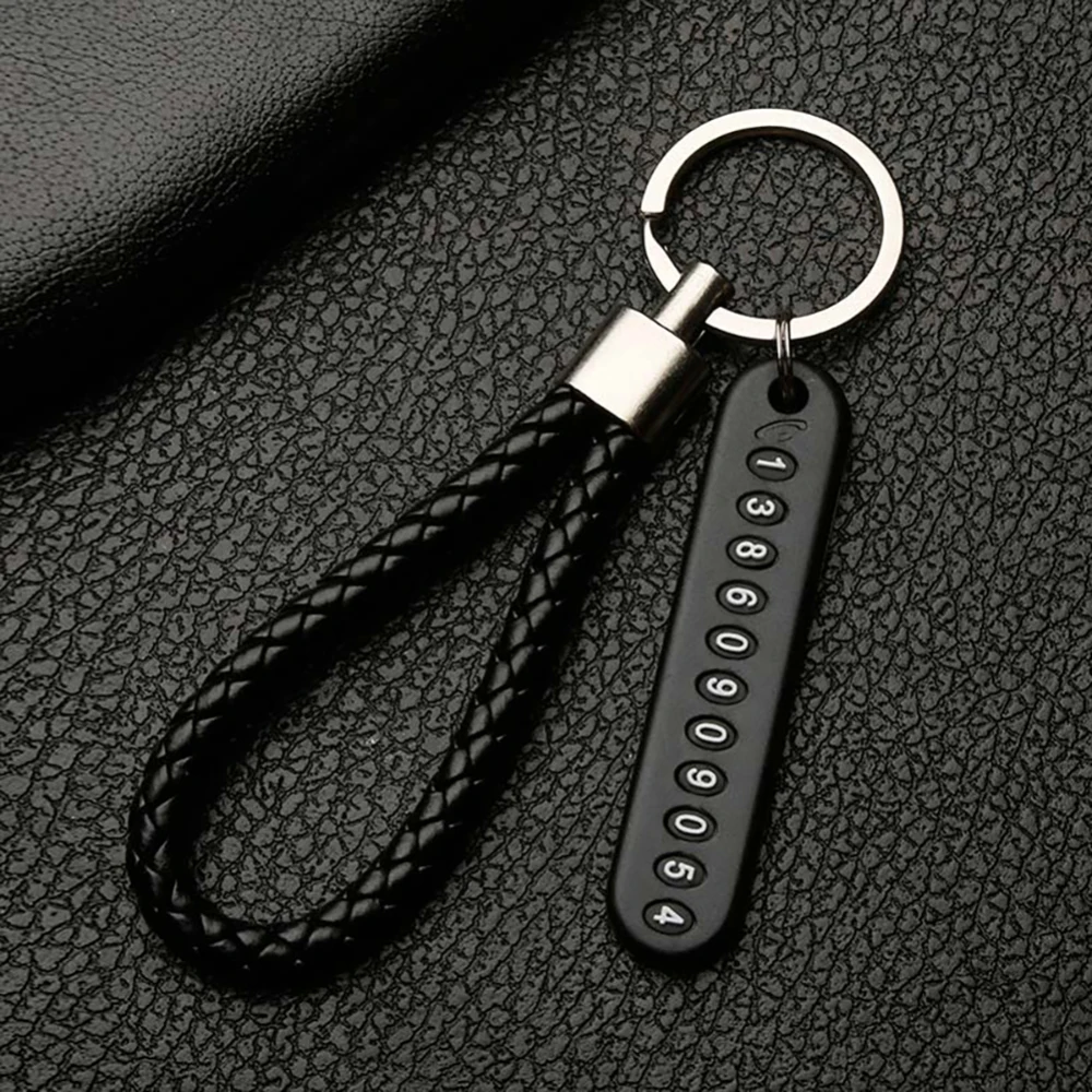 10pc DJsona Anti lost Phone Number Plate Car Keychain Pendant Auto