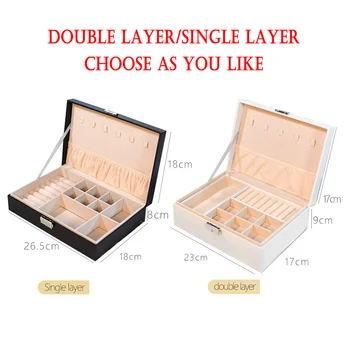 

Exquisite Jewelry Box Women Leather Necklace Rings Earrings Bracelet Storage Organizer Display Case LAD-sale