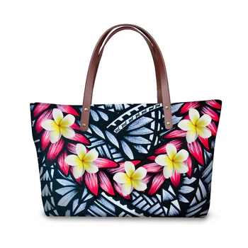 

Polynesia Women's Hand Bag For Bright Hibiscus Print Shoulder Tote Bags Ladies Native Handbags Female Travel Organizer Sac A Dos